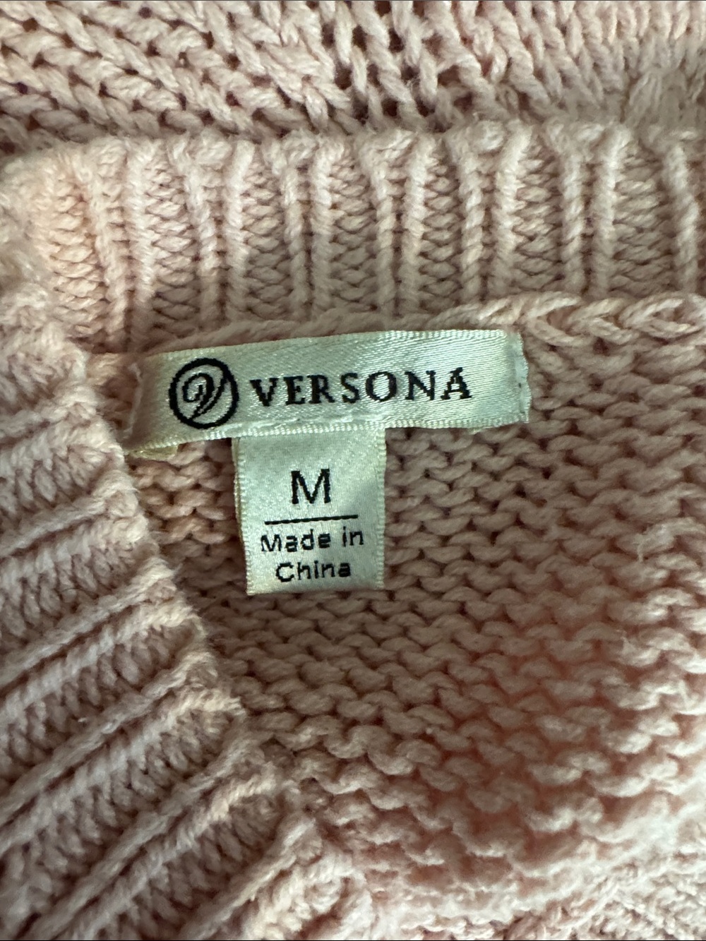 Versona Light Pink V-Neck Heart Eyelet Sweater - Picture 5 of 6